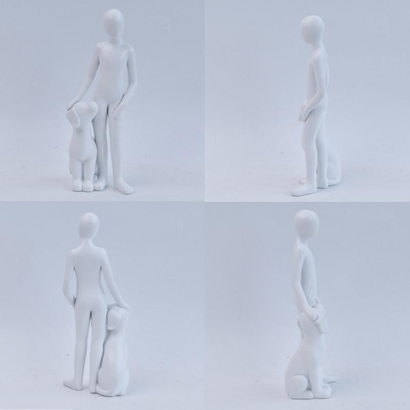 Resin Figurine Man and Dog Sculpture Collectible Ornament Gift for Dog Lover Living Room Bedroom Desktop Shelf Display