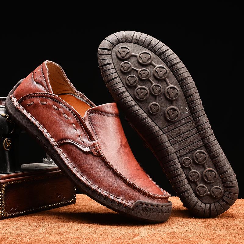 Men's Handmade Leather Shoes Casual Slip On Loafers Men's Flats Moccasins