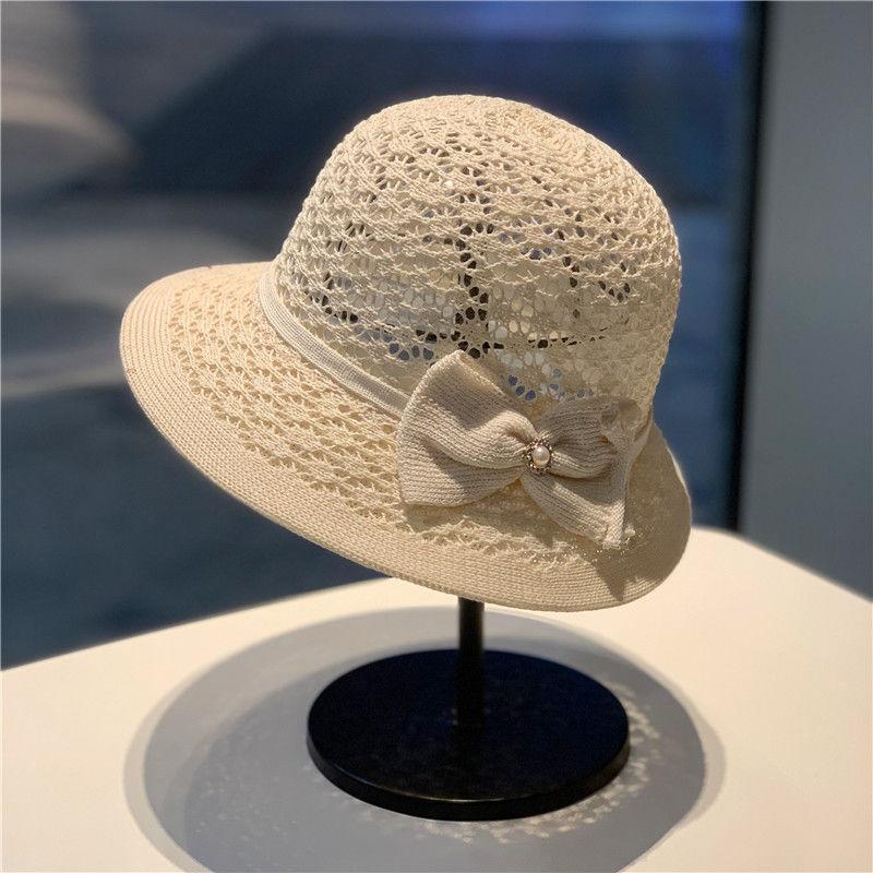 Summer New Hollowed Out Breathable Grass Woven Fisherman Hat Children's Short Eave Top Hat Bucket Beach Fashionable Sun Hat