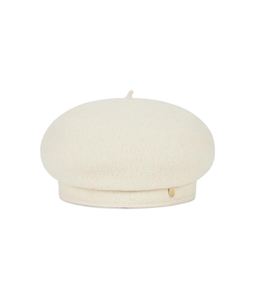 Bajal Va Curved Oval Metallic Wool Beret Ivory