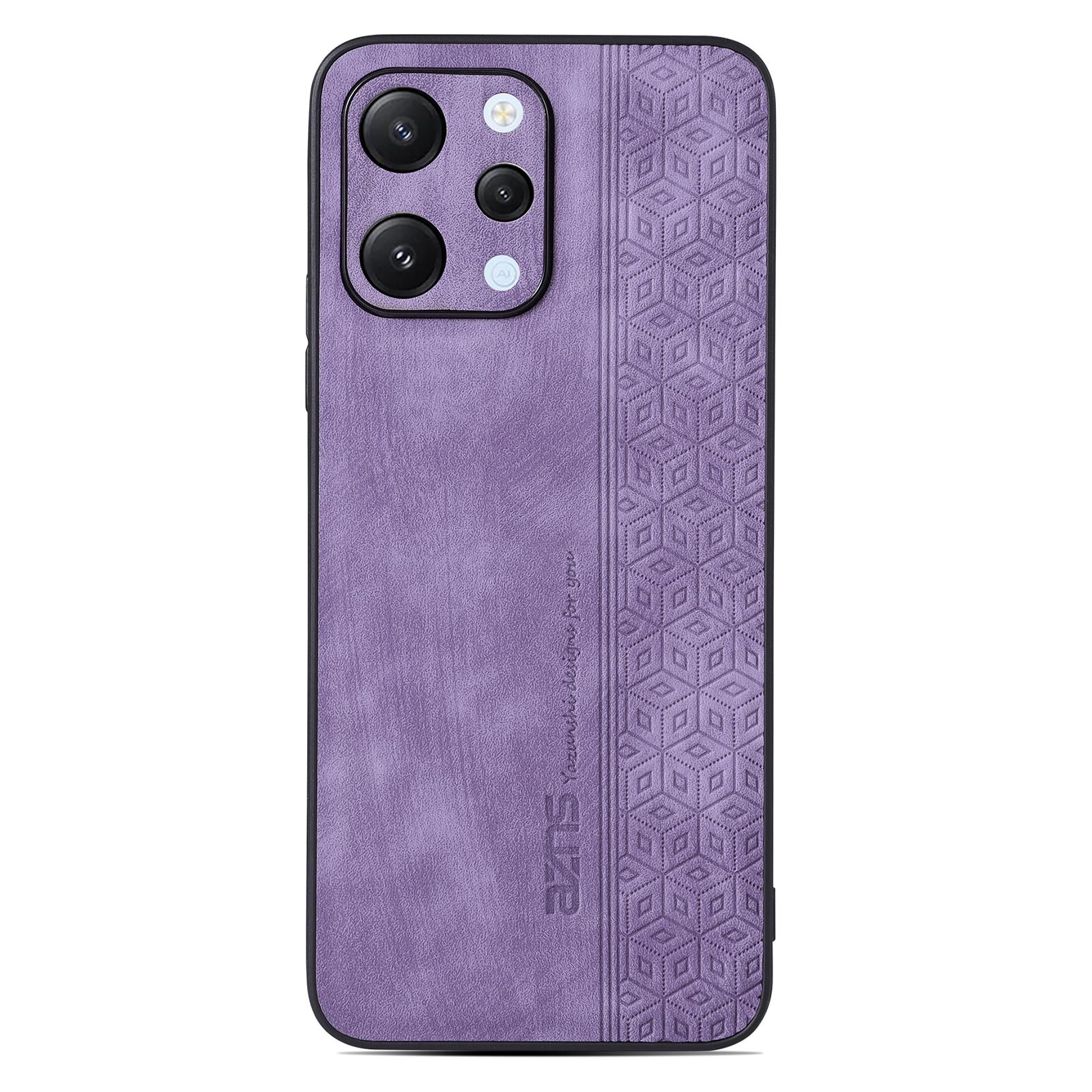 

AZNS For Xiaomi Redmi 12 4G Protective Phone Case Imprinted PU Leather Coated TPU Cover Purple