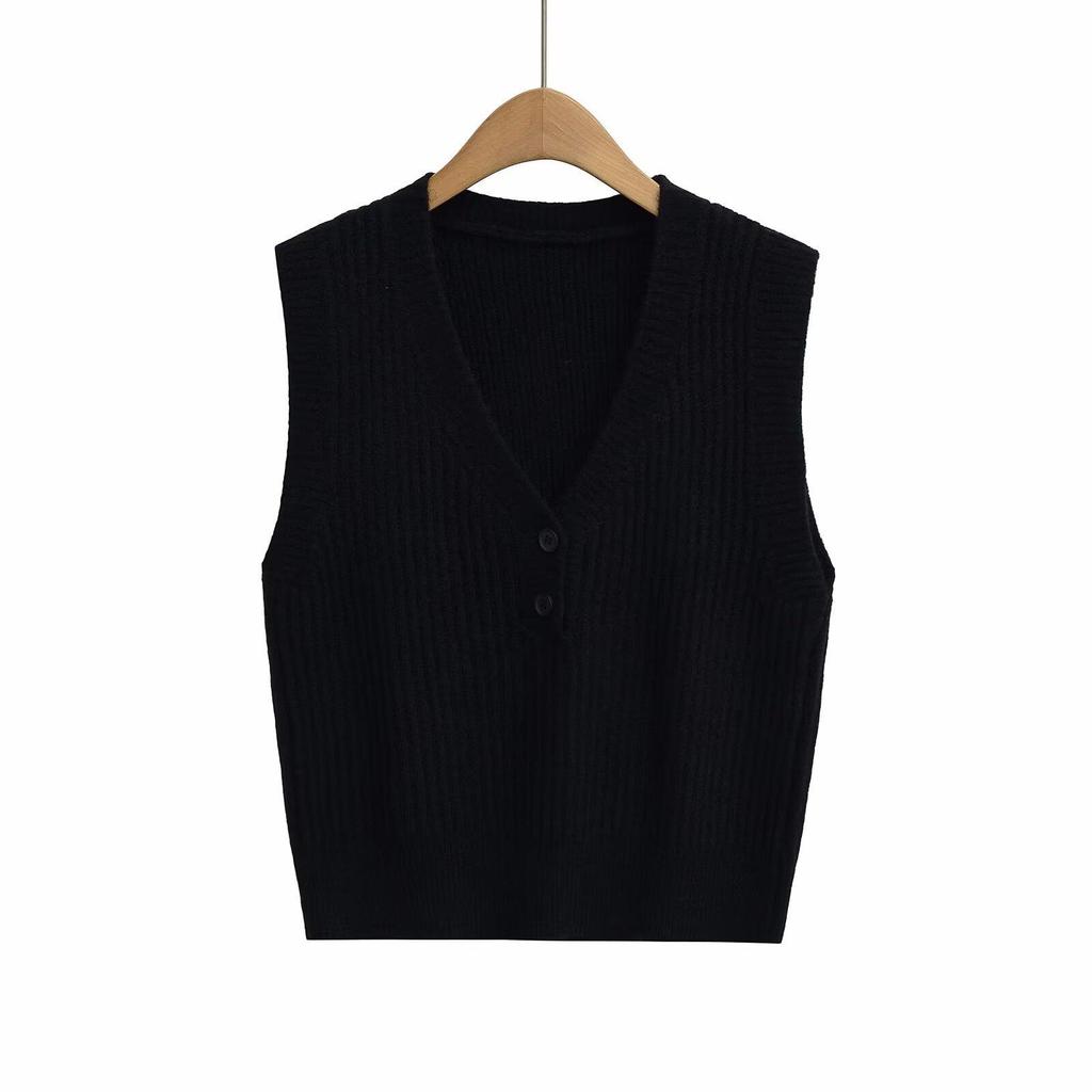 2024 Winter Women’s European & American Style Fashion Sleeveless Two-Tone Versatile Vest