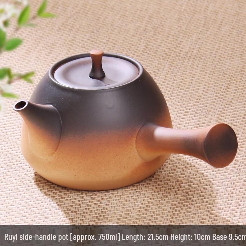 Clay Teapot with Lid and Handle for Electric or Charcoal Stove