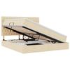 LED Storage Bed with Mattress Cream 160 X 200 Cm Fabric