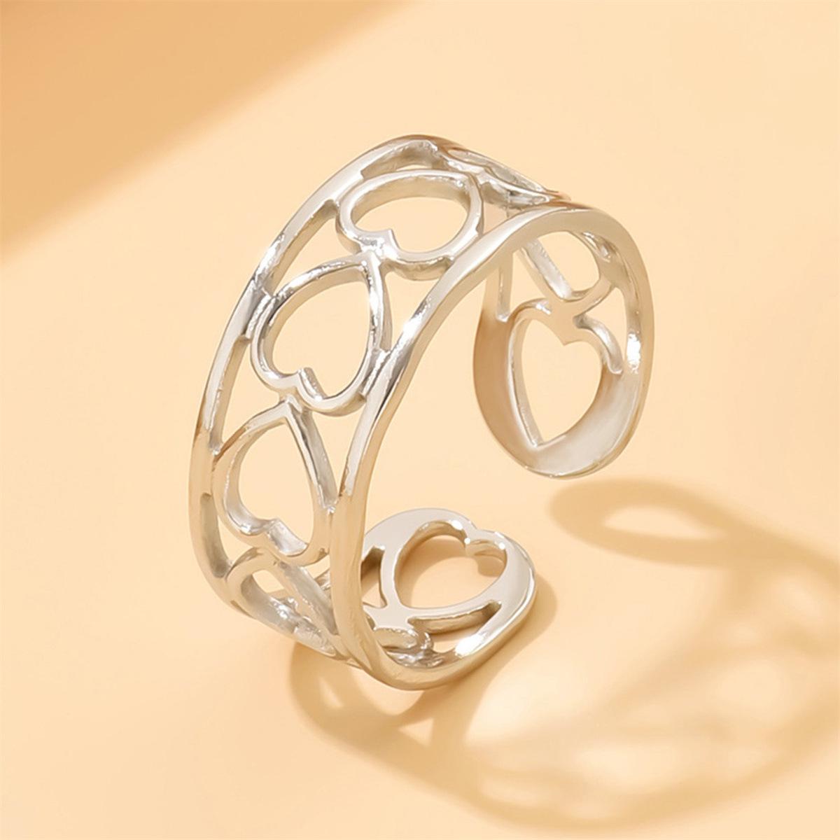 Wangdins Fairy Hollow Heart Ring: Stylish Women s Stainless Steel Open Ring
