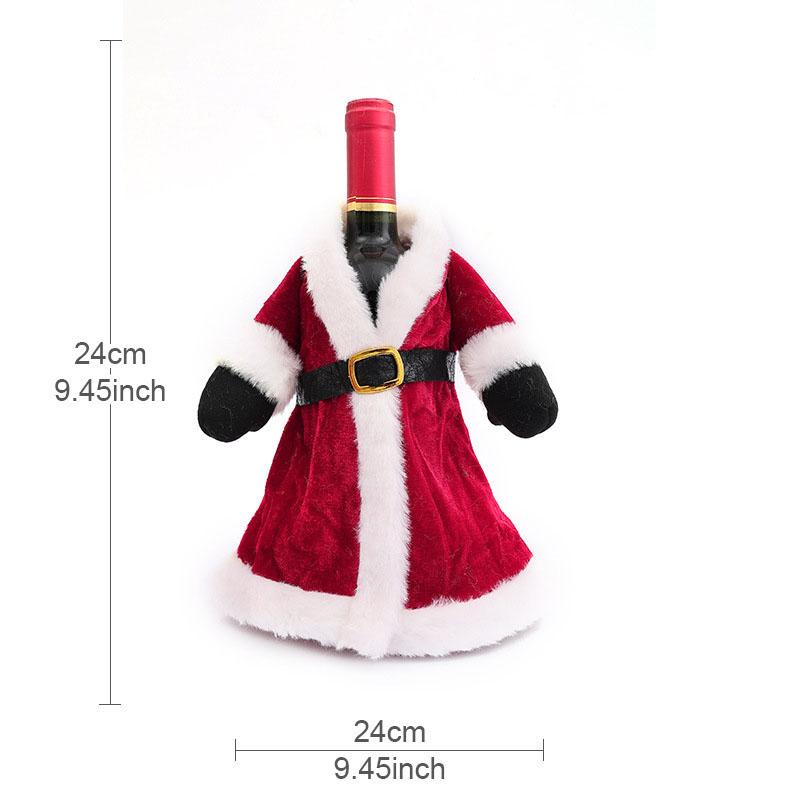 Red Wine Christmas Dining Table Set with Fashion Christmas Wine Bottle Covers Decoration