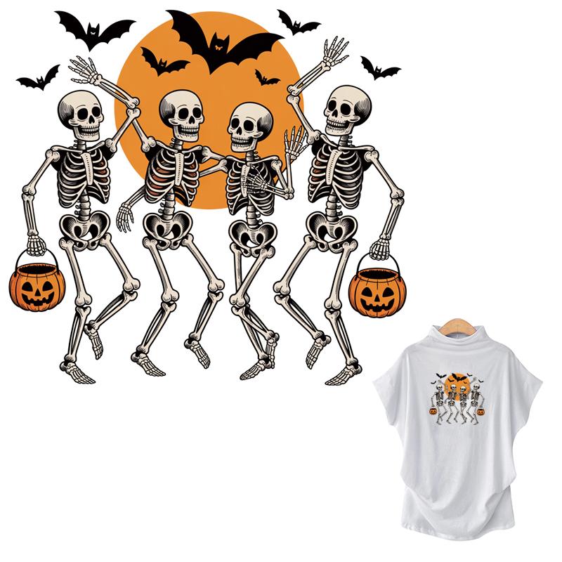Heat transfer vinyl, Halloween skeleton costume self-adhesive, heat press patch, hoodie, T-shirt, Diy costume patch