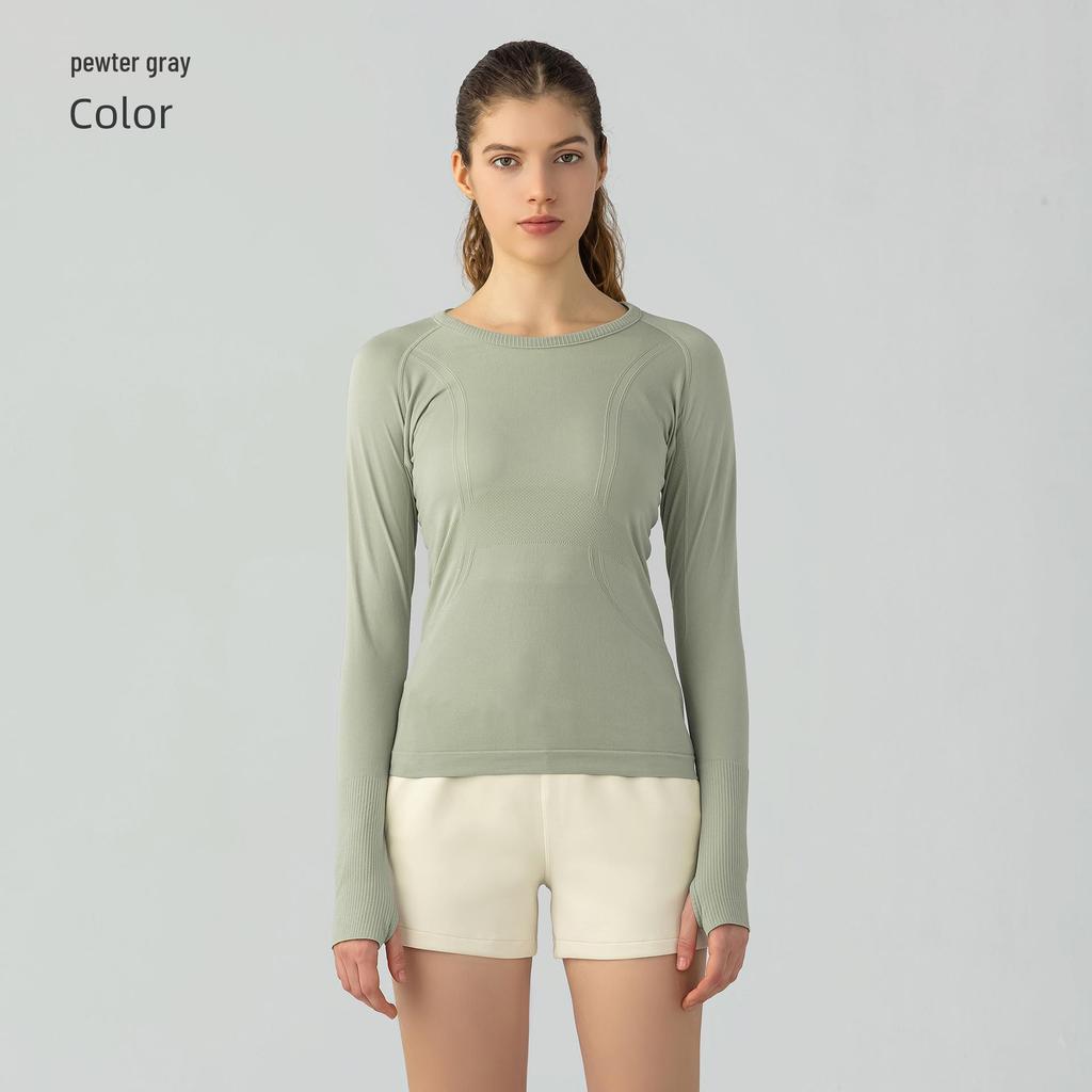 Women's Seamless Long Sleeve Yoga Top – Comfortable, Breathable, Tight-Fitting, Slimming Fitness Wear