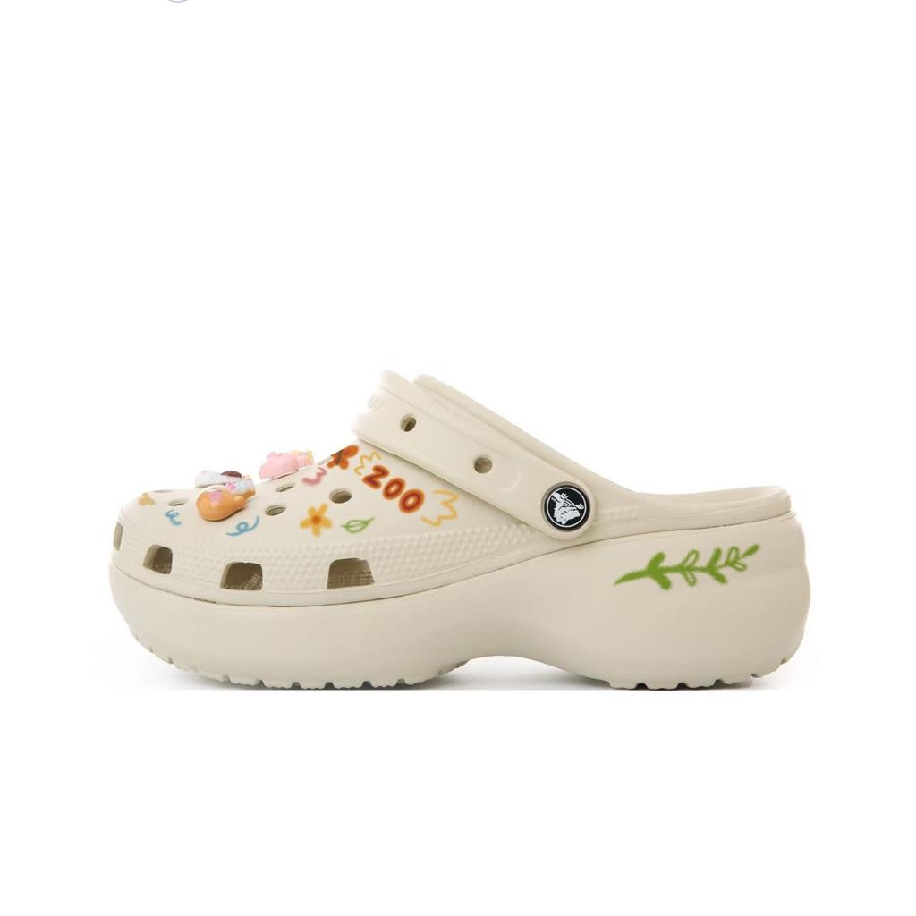 Crocs Classic Platform Clog EVA Children's Fun Zoo Cloud Beach Hole Shoes Women's White