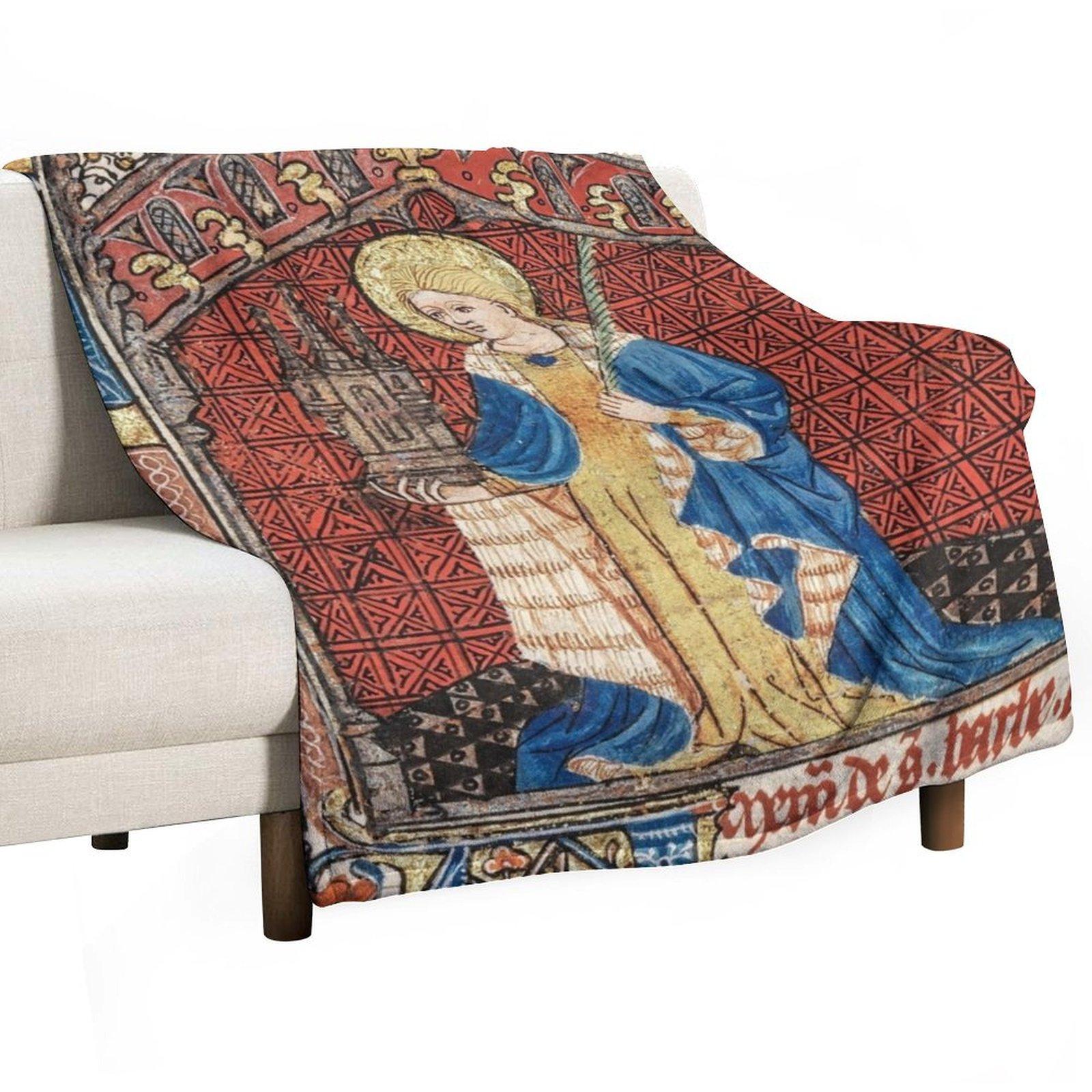 

Saint Barbara - From a Medieval Illuminated Manuscript Throw Blanket Soft Bed Fashionable Kid S Large Blankets 30x40in