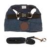 Blue Pet Vest Harness Leash Denim Fabric Comfortable Walking Dog Harness Leash Kit for Garden