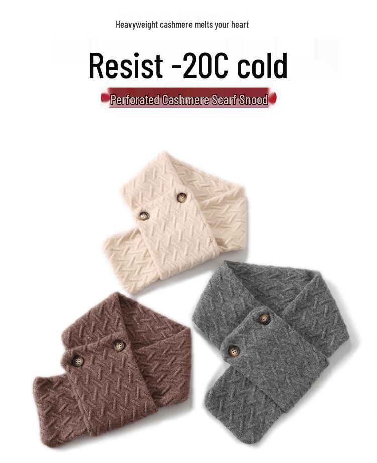 Unisex Kaschmirschal: Vielseitiger, warmer Wollstrick-Schlauchschal mit zwei Knöpfen zum Schutz des Halses bei kaltem Wetter