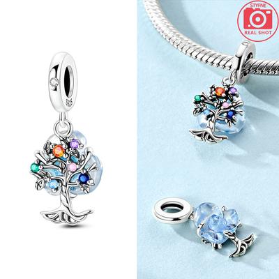 Women Pendants Original Copper Cross Colored Zircon Life Tree Bible Charms Bead Fit Bracelet Gift Jewelry Accessory Necklace