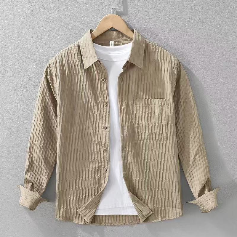 Japanese-Style Retro Loose Vertical Striped Long-Sleeved Shirt Men's Spring and Autumn Simplicity Casual Loose Profile High-Grade Shirt