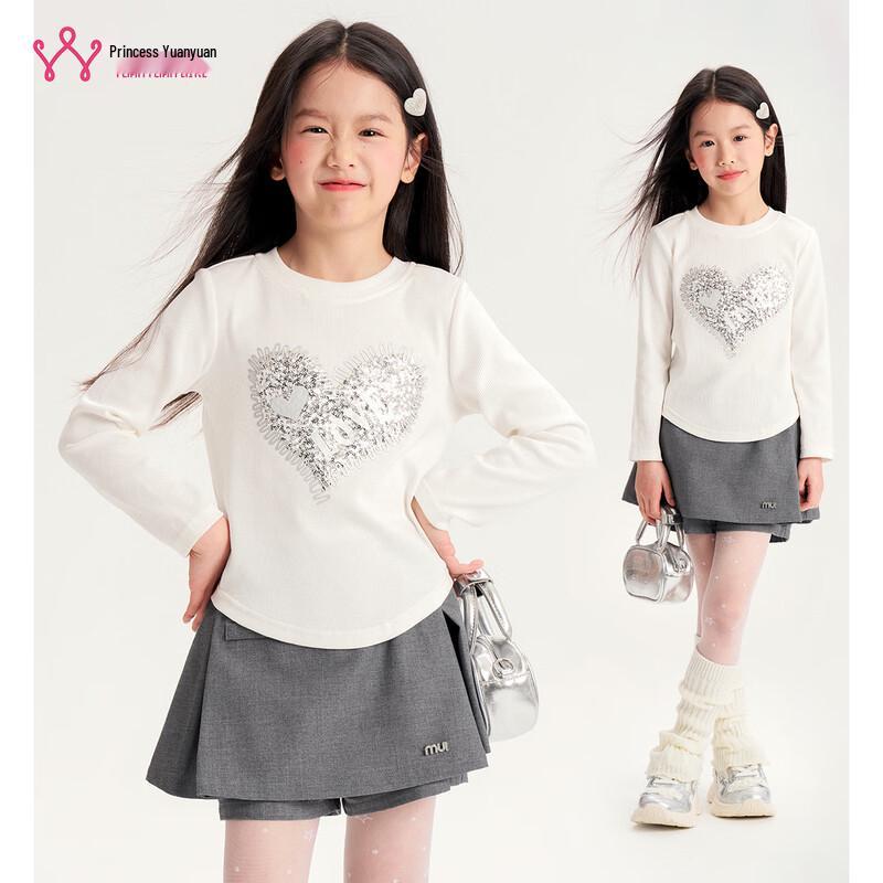 Girls  Sequin Heart Long Sleeve T-Shirt 130