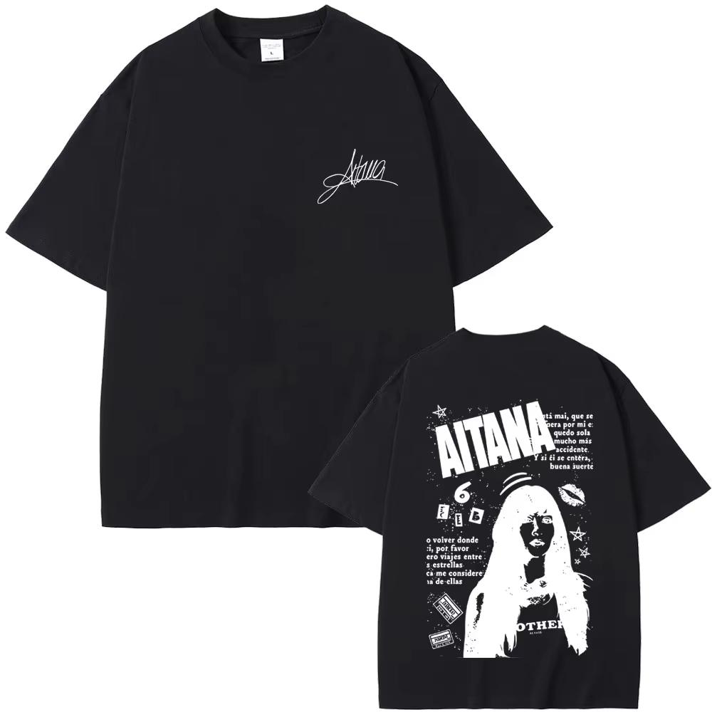 Singer Aitanas Portrait Tshirt Fan Gift CUARTO AZUL World Tour Merchandise Tshirt All Seasons Couple Streetwear Tops