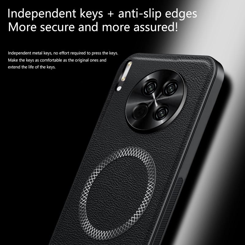 For Huawei Mate 30 Case Magnetic Elegant Leather Wear-Resistant Lens Fully Covered Non-Slip Grip Edge Cover Shell