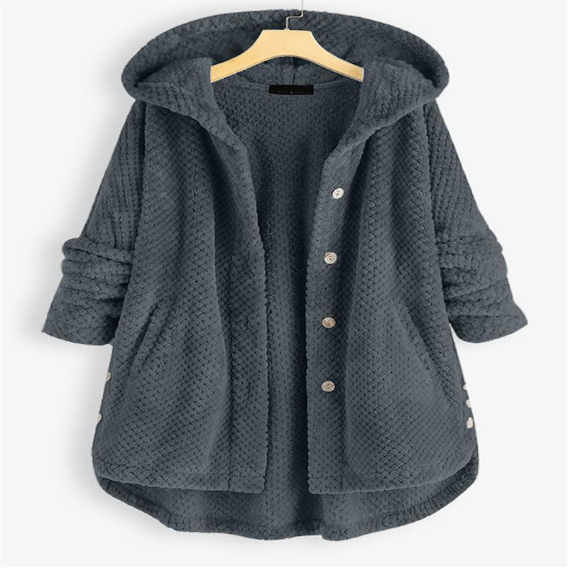 Plus Size Womens Winter Hooded Double-Sided Fleece Sweatshirt Mid-Length Casual Oversized Top