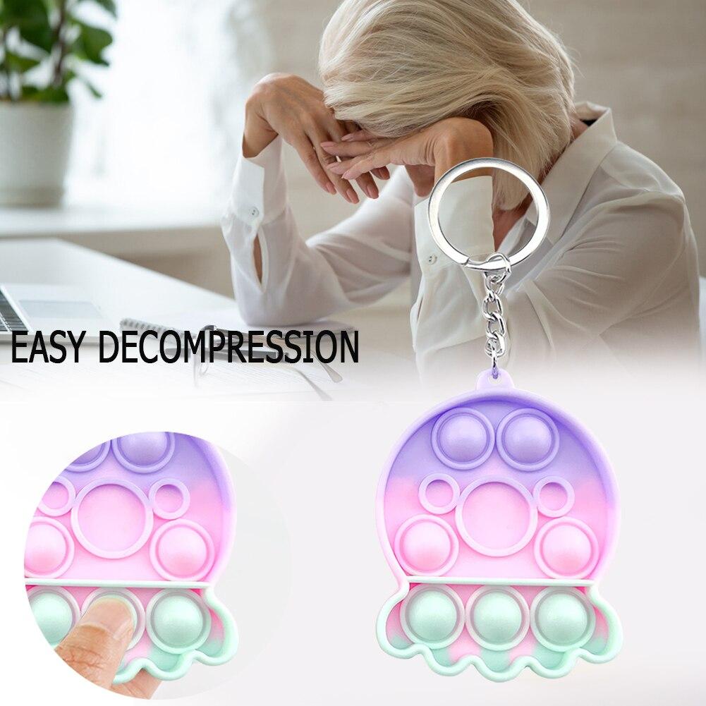 Mini Push Bubble Sensory Toy Keychain Autism Squishy Stress Reliever Toys for Adult Kids Relief Funny Fidget Toys