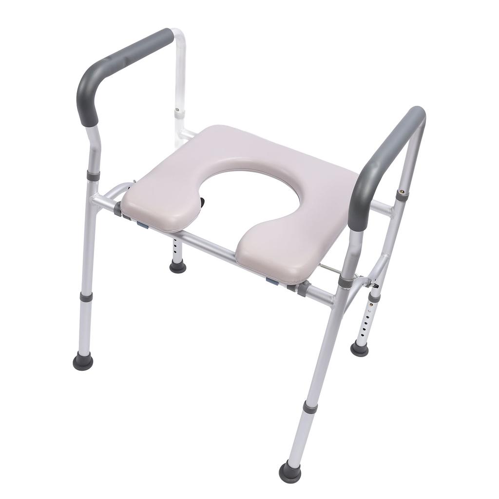 Raised Toilet Seat with Handle Anti Slip Adjustable Simple Sturdy Elderly Toilet Seat Riser for