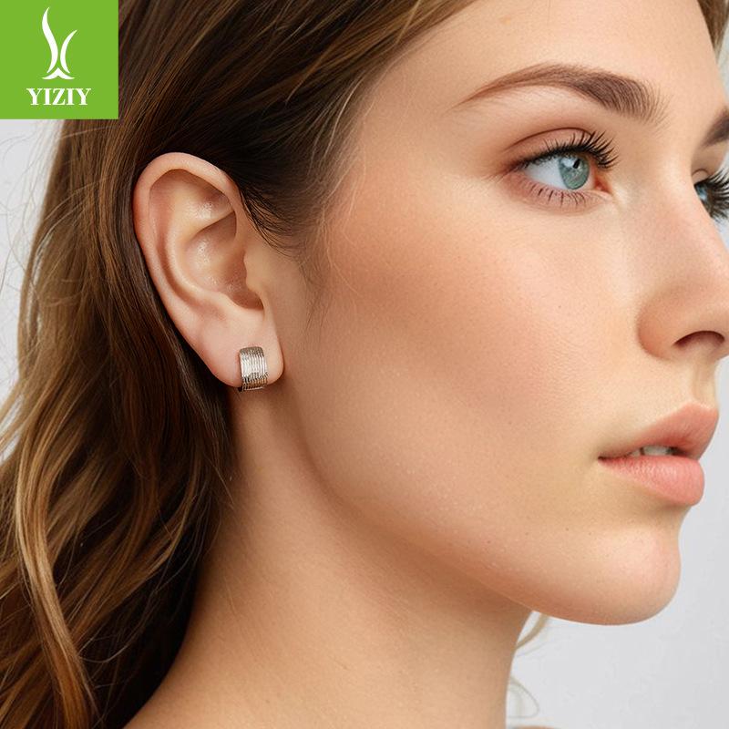 S925 Sterling Silver Wide-Faced Exquisite Ear Buckles Women'S, Urban High-End Earrings Earrings Cross-Border