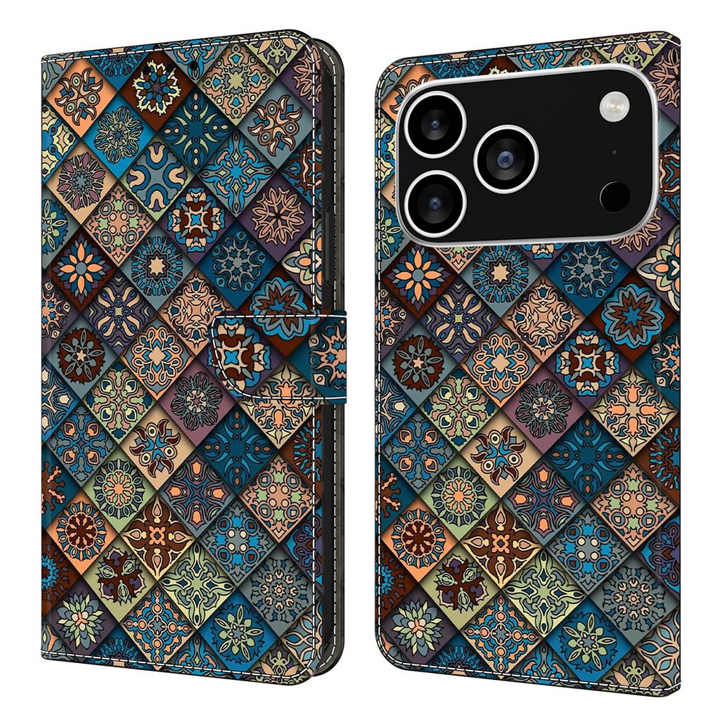 For iPhone 17 Pro Max Wallet Case Pattern Printing Stand Leather Flip Phone Cover