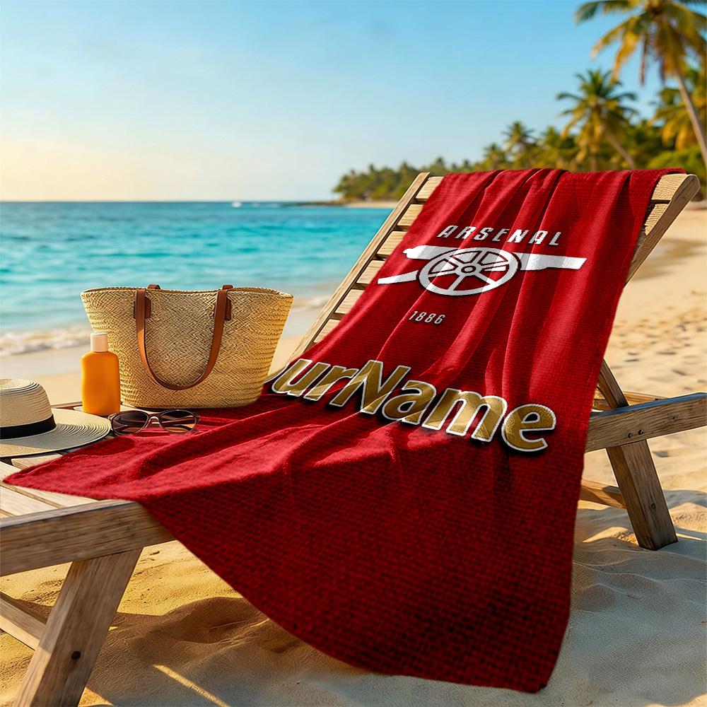 Arsenal Customize Text Beach Towel Super Soft Microfiber Quickdry Fabric Perfect for Traveling Yoga Camping and Swimming
