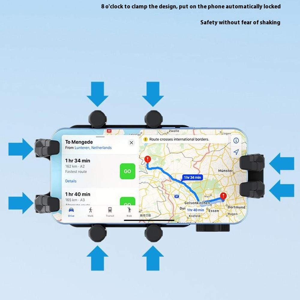 WUPP CS-2056A1 Motorcycle Phone Holder with USB-A+Type-C+Wireless 3-in-1 Charging,Mirror Mount