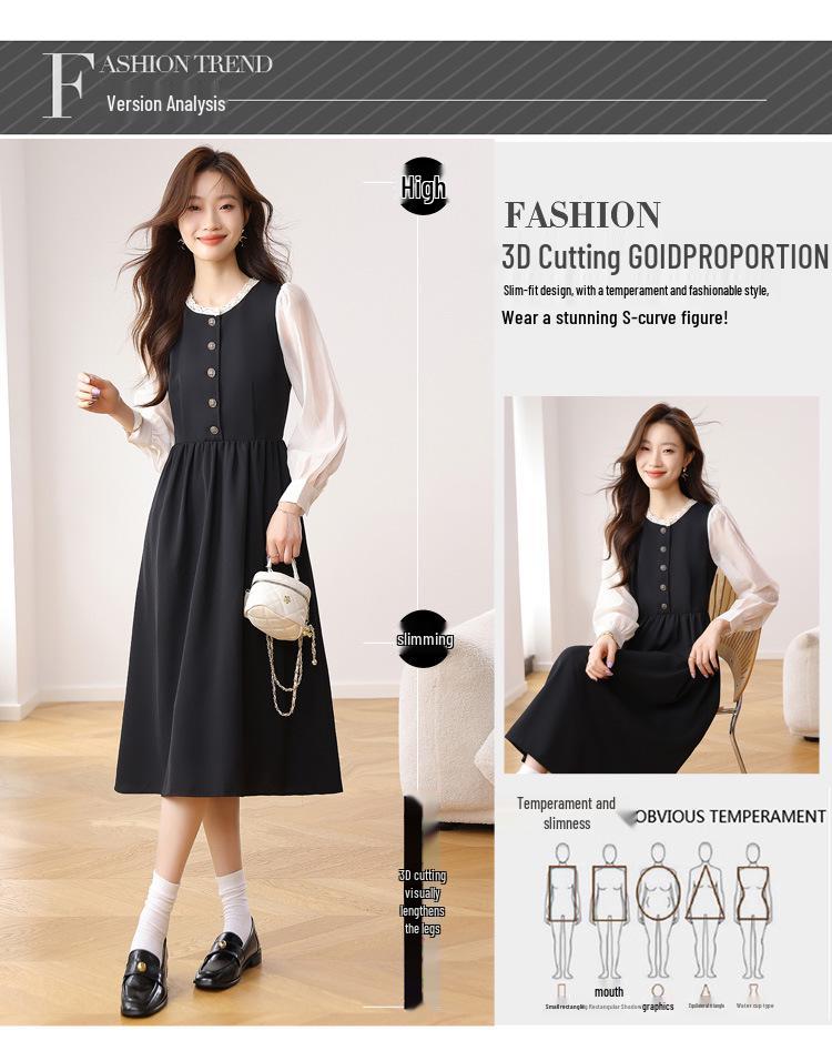 Elegant Velvet Two-Piece French Style Dress for Petite Women - New Autumn Collection