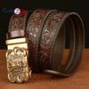 Cozy Up Casual Carved Cowhide Men's Belt, Domineering Claw Dragon Retro Automatic Buckle Belt, Fashionable and Personalized Trouser Belt