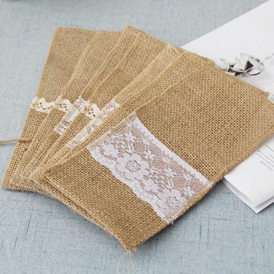 Jute-Bestecktasche mit Spitzenbesatz für Hochzeiten & Festivals - DIY Handgefertigt Jute