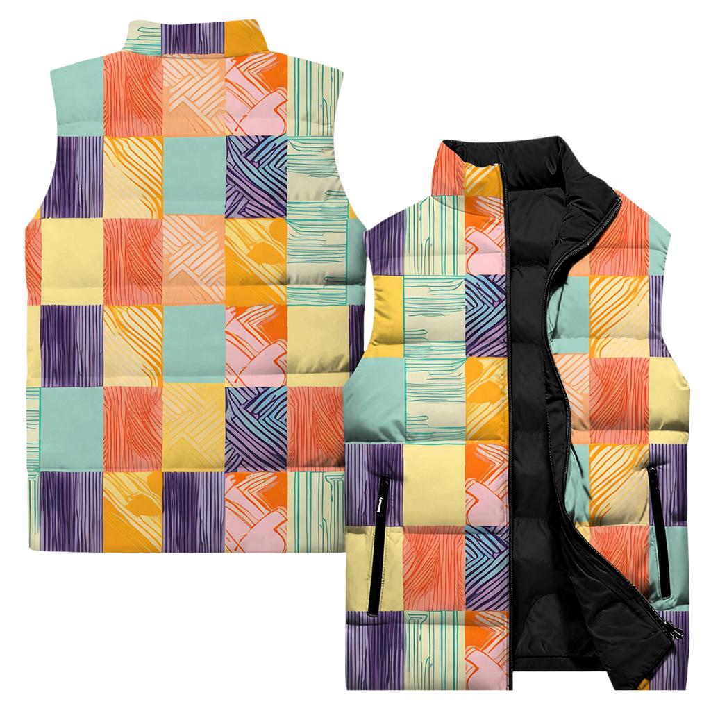 Dámská ležérní a módní vesta bez rukávů s květinovým potiskem, bavlněná bunda