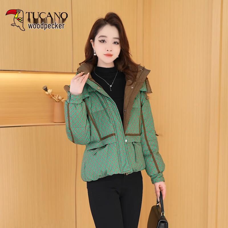 Woodpecker Damen Hahnentritt Kapuzen Kurzdaunenjacke