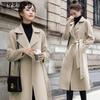 WTEMPO Elegantes Abrigos de Mujer con Cuello Solapa y Lazo de Cinturón Abrigo Vintage de Manga Larga Sólido de Lana Ropa Exterior Larga Casual Holgada