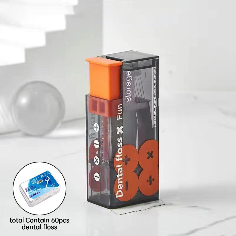Automatic Dental Floss Storage Box Pop-Up Dental Floss Dispenser with 60Pcs Floss Dental Oral Hygiene Care Portable Mini Box