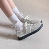 Silver Sneakers Women's Summer Lace Color Matching German Training Shoes Ballet Platform White Shoes Casual Round Head Board Shoes