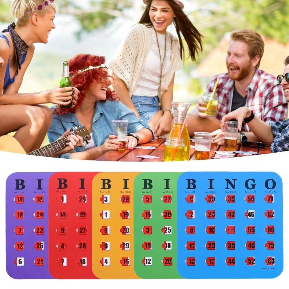 5PCS Paper Bingo Game Cards Large Print Bingo Board Cards New Slide Bingo Cards Group Games