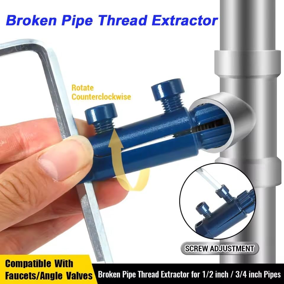 Broken Pipe Thread Extractor,Stripped Screw Extractor,Broken Valve Thread Extractor,Stripped Screw Removal Tool,Easy Out Bolt Extractor Kit for