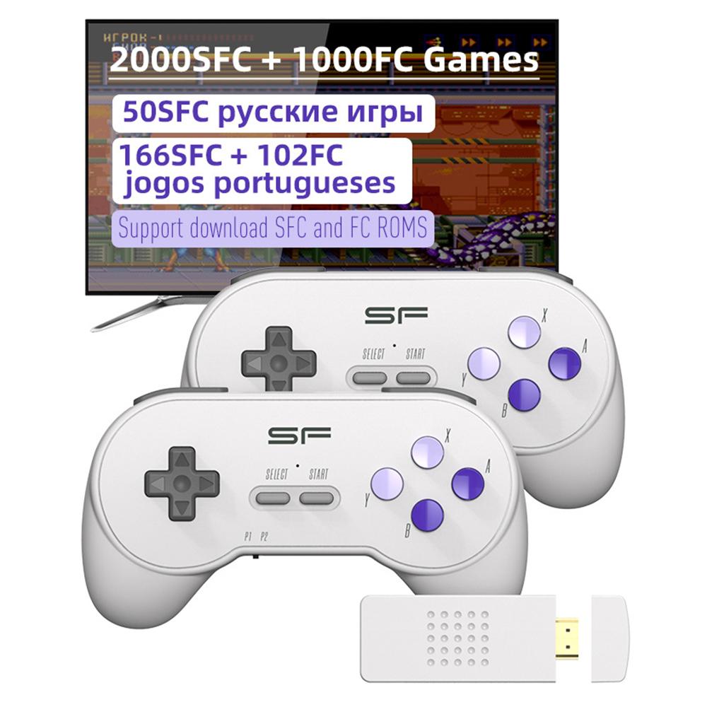 DATA FROG Y2 SF TV HD Video Game Stick Built-In 900 Games with 2 Wireless Game Controllers