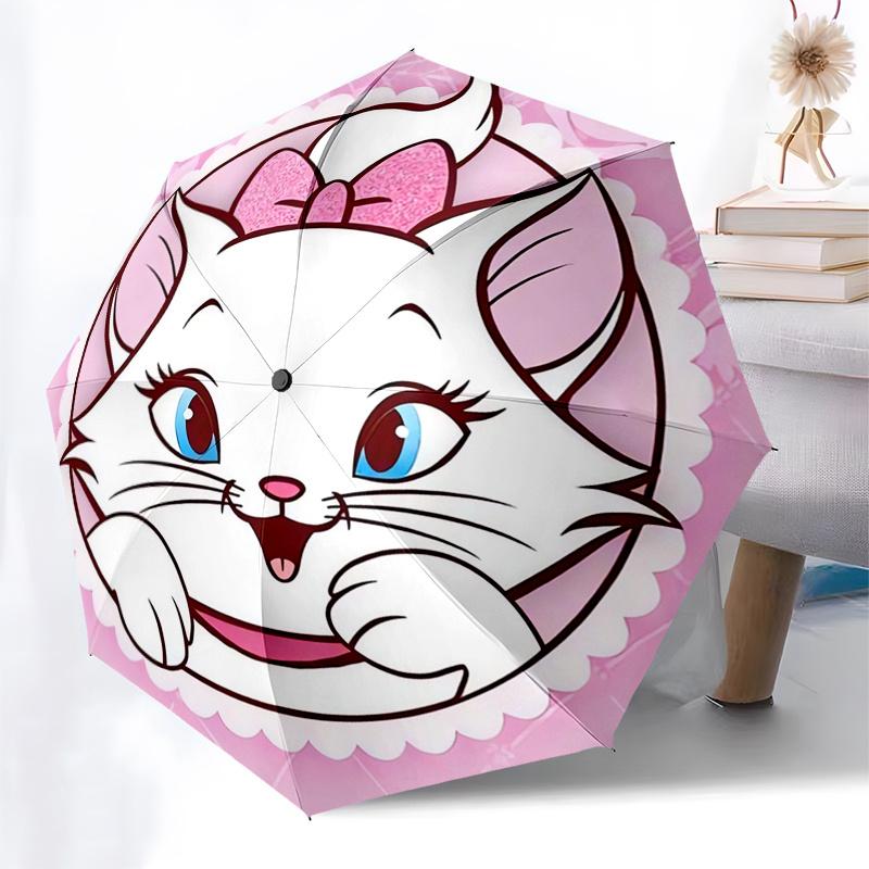Aristocats,Marie Automatic Opening and Closing Umbrella - 8-rib Folding Design, Lightweight and Portable, Suitable for Daily Business Use, P