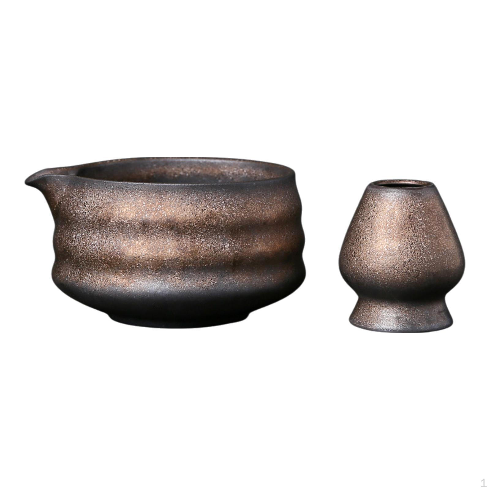 

Керамическая чаша для матча и подставка Ручная работа Аксессуары для смешивания чая для Gilding