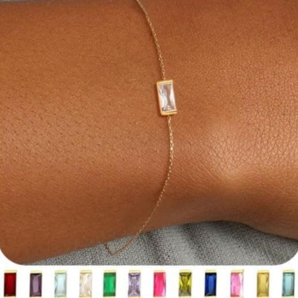 Sparkling Gold Plated Bracelet Stackable Minimalist Bracelet Fashion Birthstone Bracelet Daily