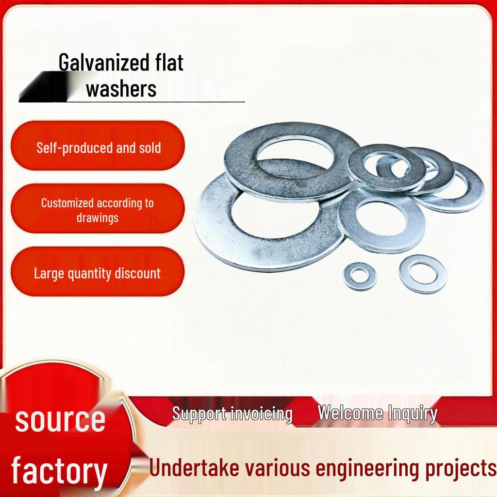 Customizable Galvanized Flat Washer - Large & Thick, Sizes M3 To M45