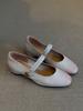 Cowhide version~ shallow leather flat bottom one-word buckle single shoes, new versatile casual commuting Mary Jane shoes, small leather shoes