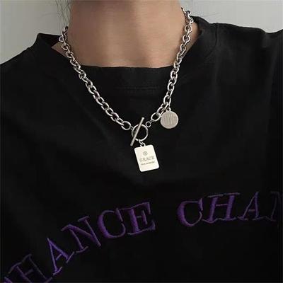 Non Fading Coin Necklace, Women's Summer Collarbone Chain, New Trendy Ins, Hip-hop, Cool Style Sweater Chain, Men's