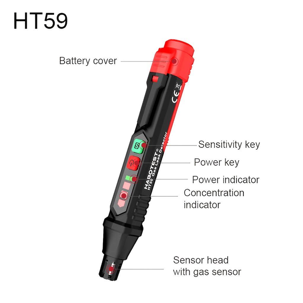 HT59 HT60 Combustible Gas Leak Detector With Audible And Visual Alarm For All Flammable Gas Monitoring