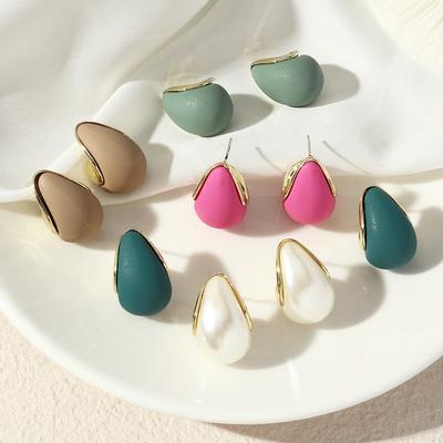 New Fashion Thick Colorful Teardrop Earrings Gradient Waterdrop Drop Earrings for Women Chunky Dome Zircon Gifts