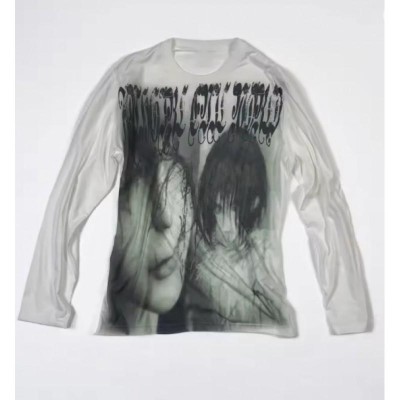 Unisex Vintage Streetwear Long Sleeve T-Shirt With 3D Digital Print Loose Fit Casual Tee Daily Wear