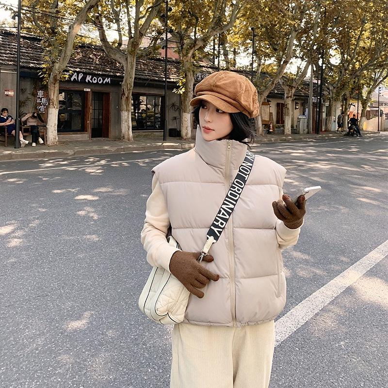 Autumn and Winter Down Cotton Vest Women's Korean Version Loose Shoulder Cotton Vest Jacket