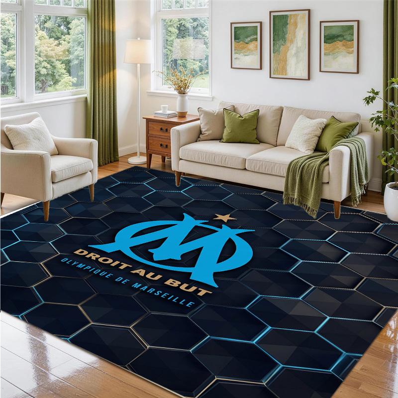 Olympique Lyonnais FC Design Crystal Velvet Rug Soft Decorative Mat for Bedroom Entrance